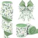 10 Yards Eucalyptus Wired Edge Ribbon 2.5 Inch Watercolor Eucalyptus Leaves Fabric Ribbon for Gift Wrapping Bow Wreath Making Crafts (Eucalyptus Leaves)