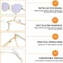 HJSTES Blue Light Blocking Glasses Women Trendy Cat Eye Metal Frame Computer Reading Eyewear(White)