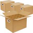 Glassware Moving Boxes with Two-layer Divider Kits, 4 Pack 16x12x13 in Kitchen Glass Packing Boxes with Handles