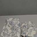 jinchan Floral Kitchen Curtains for Windows 24 Inch Linen Tier Farmhouse Cafe Curtains Country Botanic Small Window Rod Pocket Rustic Flax for Laundry Bathroom RV 2 Panels Blue on Beige