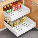 Pull out Cabinet Organizer, 21"Deep, Heavy Duty Full-Extension Slide out Drawers for Kitchen Cabinets with Nano Adhesive, Roll Out Shelf Sliding Cabinet for Pots, Bathroom, Pantry, Under Sink, White (13.8"Wide-21"Deep (1Pack)