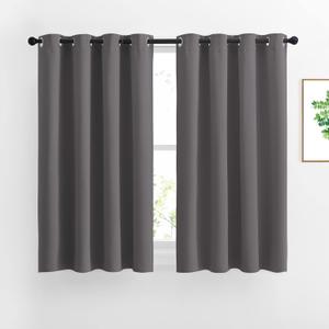 NICETOWN Blackout Short Kitchen Window Curtains for Bedroom - Window Treatment Thermal Insulated Solid Grommet Blackout Drapes for Living Room (Set of 2 Panels, 52 by 45 Inch, Grey) NICETOWN Blackout Short Kitchen Window Curtains for Bedroom - Window Treatment Thermal Insulated Solid Grommet Blackout Drapes for Living Room (Set of 2 Panels, 52 by 45 Inch, Grey)