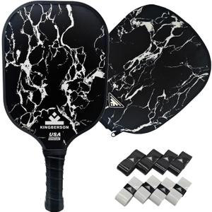 Kingberson Carbon Fiber Pickleball Paddle, High Spin & Control, Pro Pickleball Paddle - Pickleball Set with 1 Pickle Ball Racket, 1 Waterproof Carry Bag and 8 Overgrip Wraps
