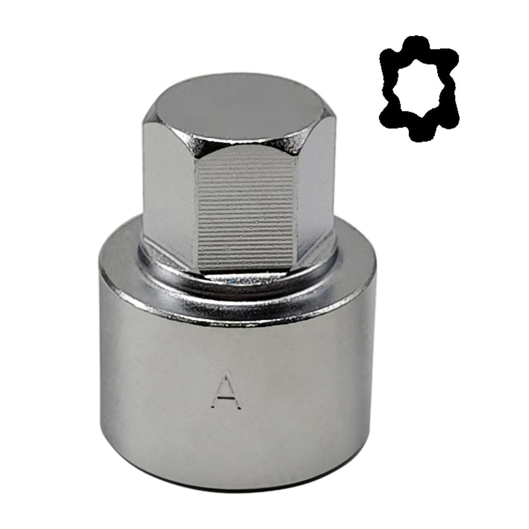 1 Wheel Lock Nut Socket Adapter, 536, OD 28mm - ID 25mm, VW VAG Volkswagen Compatible, Anti-Theft Lug Nut Removal Tool