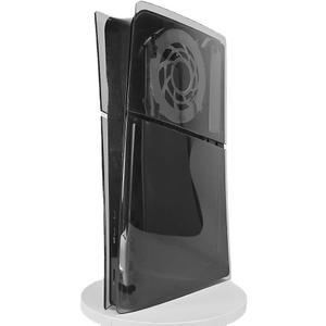 Transparent Cover Plates for PS5 Slim Console Disc Edition Faceplate Clear Replacement Shell (Transparency Black)