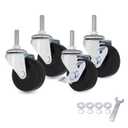AXL 5/16 UNC Threaded Stem Caster Wheels Set of 4, 2 Inch Swivel Casters (2 Locking, 2 Non-Locking), 1" (25mm) Stem Length Replacement Wheels for Utility Cart, Shelf, Cabinet, Furniture