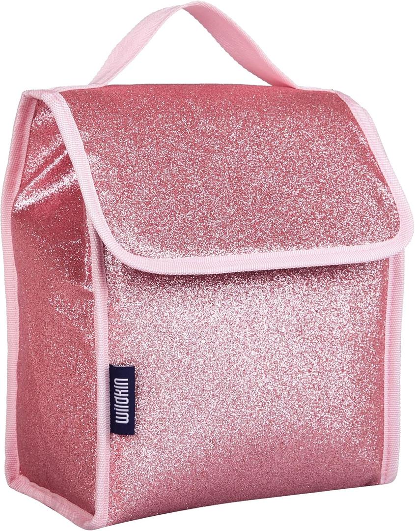 Wildkin Kids Insulated Lunch Bag  Reusable, Ideal for Hot/Cold Snacks, School & Travel - Pink Glitter