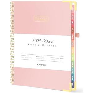Forvencer Academic Planner 2025-2026, Hardcover Weekly & Monthly Calendar Planner, July 2025 - June 2026, 8.5" x 11", Daily Agenda Book with Tabs, College Organizer Notebook, School Supplies for Student Teacher Classroom, Pink