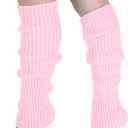 Milumia Women's Ribbed Knit Leg Warmers Y2K 80s Boot Long Socks (Pink)