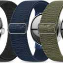 Stretchy Nylon Bands Compatible with Google Pixel Watch 4/3/2/1 Band 41mm - Upgraded Metal Lugs - Adjustable Elastic Breathable Sport Loop Straps for Women Men