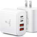 USB C Charger Block, 2-Pack 40W 4-Port USB C Wall Charger Fast Charging Dual Port PD Power Adapter+QC Double Wall Plug Multiport Type C Brick Chargers for iPhone 16 15 14 13 12 11 Pro Max XS,Samsung