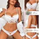 Avidlove Lingerie Set for Women Lace Bra and Panty Sets V Neck Babydoll Outfits (White, XL)