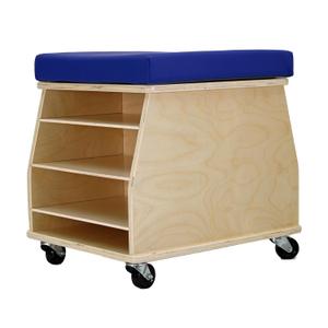 Factory Direct Partners Natural Birch Mobile Teacher Stool with Comfortable 2" Thick Foam Seat and 4 Locking Casters; Storage for School Supplies, Books; Daycare, Preschool, Classroom Use, 14118-NTBL