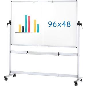 Amazon.com : VIZ-PRO Double-Sided Mobile Whiteboard, 96 x 48 Inches, Magnetic Rolling Dry Erase White Board on Wheels with Aluminium Frame and Stand 8' x 4' : Office Products