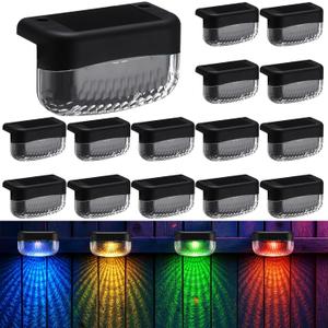 Riakrum 30 Pack Solar Deck Lights Outdoor Color Changing Solar Step Lights Ip65 Waterproof RGB Fence Lamp LED Stair Lamp for Outside Decks Step Stair Fence Yard Patio