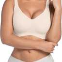 Bras for Women No Underwire Full Coverage Adjustable Bra Comfort Wireless Ribbed Bras 2025 (Beige, XXL)