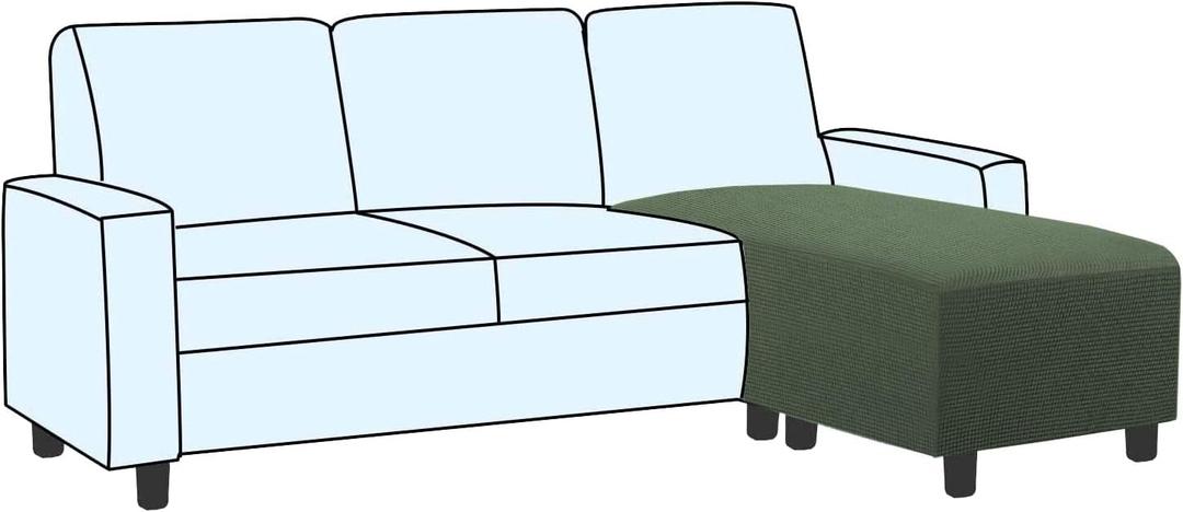 H.VERSAILTEX Ottoman and Sofa Seat Cushion Combined Cover Slipcover Rectangle Sofa Slipcover Fit Length 56'-75' Suitable for L Shaped Seat Cushion Cover or Chaise Part Cover Thick Soft - Bronze Green, Size: XX-Large