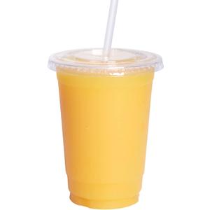 GUSTO Clear Plastic Cups with Flat Lids [10 oz - 100 Count] - Disposable Iced Coffee Cups with Lids - PET Plastic Cold Cups for Smoothies, Juices & To-Go Drinks - Formerly Comfy Package