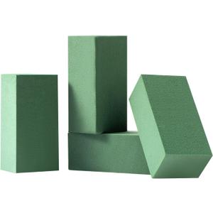 Crafare 6x3x2.5 Inch Wet Floral Foam Blocks Rectangle Small Size Foam Bricks for Fresh Artificial Flower Arrangements Wedding Centerpiece Party Home Decoration Pack of 4 Green