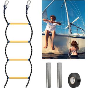 Boat Rope Ladder - Heavy Duty Polyester Line Marine Climbing Rope for Adults Inflatable Boat, Pontoon Boat, Kayak, Canoeing, Motorboat,Load Capacity 600 lbs (4 Steps)