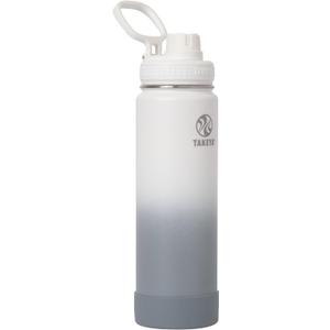 Takeya Actives Water Bottle with Spout Lid - Bottle with Double Stainless Steel Insulation - Dishwasher Safe & BPA-Free - Bottle with Spout Lid & Removable Bumper - 24 oz, Ombre Morning Mist