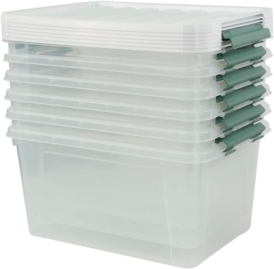 Saedy 6 Pcs Large Clear Storage Box, 35 Qt Plastic Bins with Lids for Versatile Storage