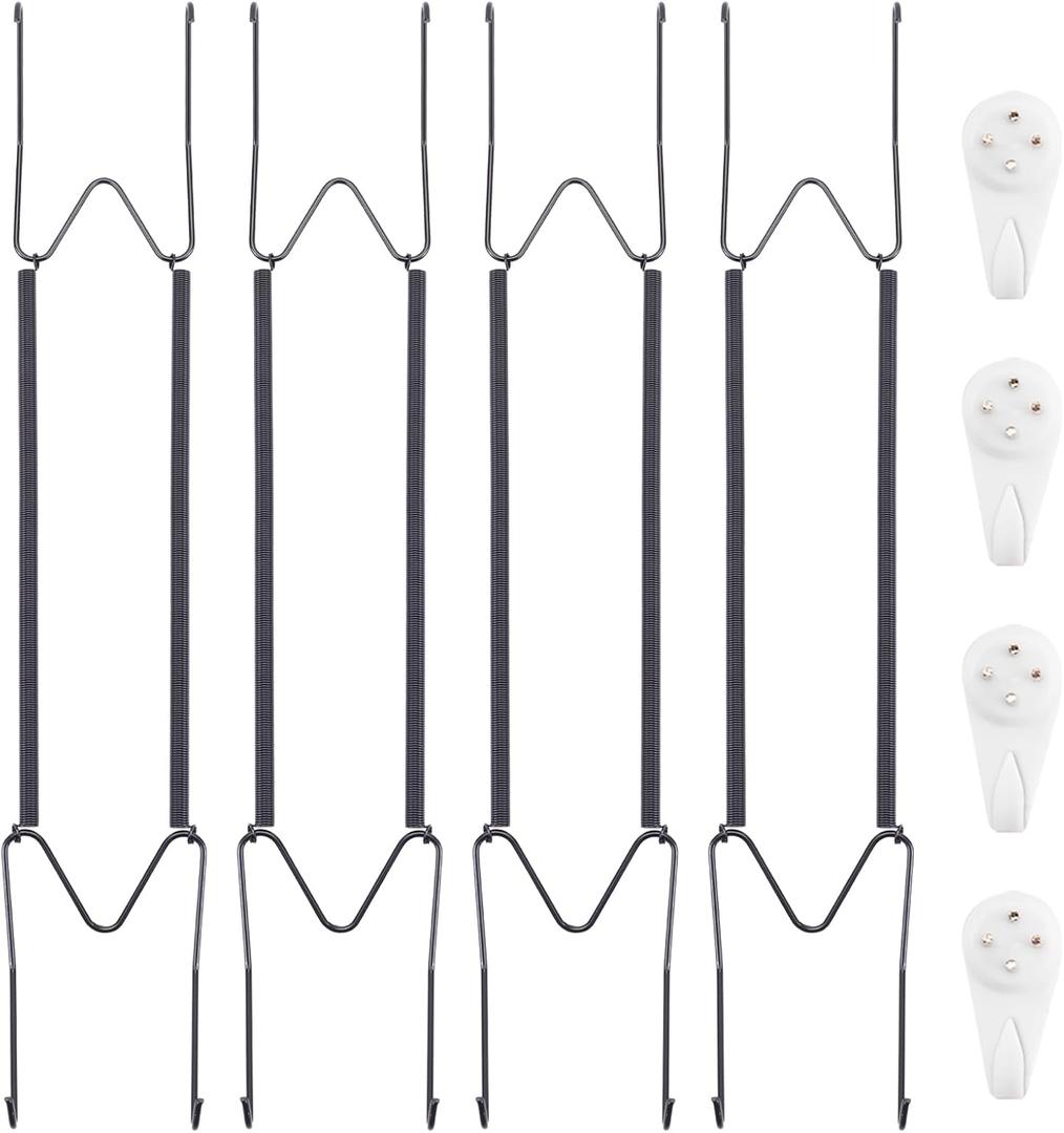 Bilillo 4 Pack Plate Hangers for The Wall, Suitable for 16''-20'' Decorative Plate,Invisible Heavy Duty Wire Plate Holder with Wall Hooks, Plate Hangers for Displaying Plates, Platter, Dish (Black)