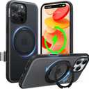 TORRAS for iPhone 16 Pro Case 360 Magnetic Stand O3 Fitness Series, [Fit for MagSafe] [360 Rotating Kickstand] 4X Mil-Grade Shockproof, Camera Control Button, Slim, Translucent Obsidian Black