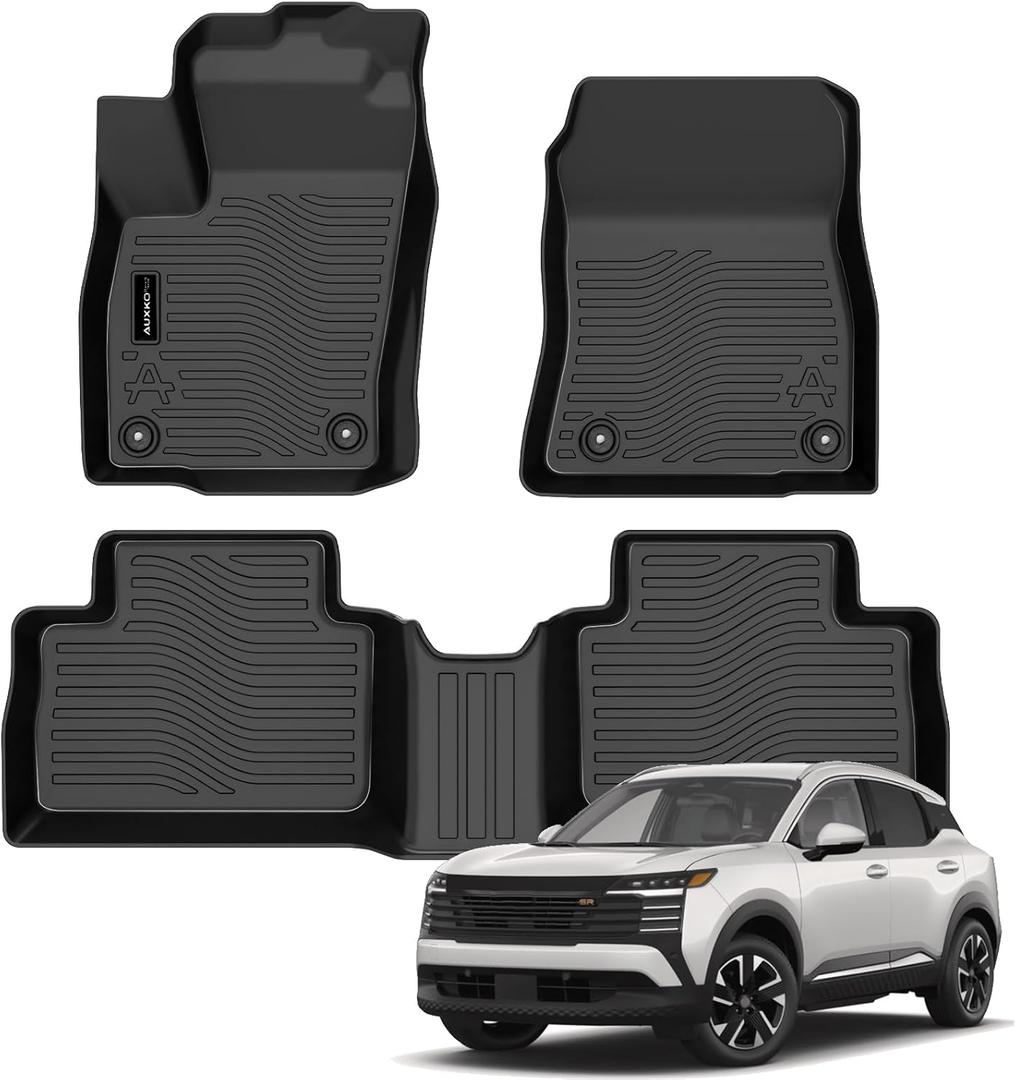Auxko All Weather Floor Mats Fit for 2026 2025 Nissan Kicks TPE Liners Accessories All Season Guard Odorless Anti-Slip Floor Mats for Nissan Kicks 2026 2025 Black