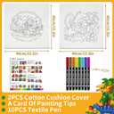 SNEILJOY Kids Fabric Art Kit with 2 Pillowcases (Dinosaur & Mermaid) & 8 Non-Fading Markers, 15.5x15.5 in, Birthday Gifts for 6 Year Old Boys and Girls