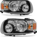 for 2005 2006 2007 Ford Escape/Submodel/Hybrid/Limited/XLS/XLT Headlamp Compatible with Escape 05-07 Headlights Assembly Chrome Housing Amber Reflector Replacement Pair Left and Right Side