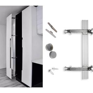 1 Set Opening Door Hinge Set 180 Parallel Opening Cabinet Wardrobe Door Sliding Load-Bearing 17.6lbs Heavy Duty Hinge