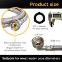 2 x Kabel-Elektro 4 Ft. washing machine hoses Set (Straight / 90 deg.). Wide internal Diameter, 3/4 inches connector compatible NPT faucets and washing ports, Stainless Steel, PVC