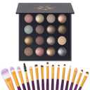 UCANBE 16 Color Baked Eyeshadow Palette with 15PCS Brushes Makeup Set,Matte&Shimmer Blend Eyeshadow for Women&Girls,Highly Pigmented Long Lasting Waterproof Make Up Pallet
