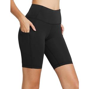 baleaf Women's 8"/ 5"/ 3" Biker Shorts High Waist Yoga Workout Gym Running Volleyball Spandex Shorts with Pockets, Size L