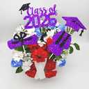 4 Pcs Class of 2026 Cake Topper Purple Glitter 2026 Graduation Party Cake Decor Congrats Grad/High School/We are So Proud of You/Happy Graduation 2026 Graduate Party Cake Supplies Decorations
