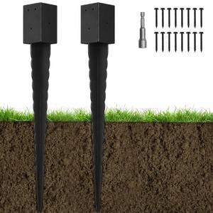 2Pcs 36"Fence Post Anchor Ground Spike| Black Powder-Coated| 4"x4"