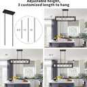 Farmhouse Dining Room Light Fixture - 6 Light Kitchen Island Lighting with Adjustable Height & Thickened Metal Dining Room Light Fixture Over TableChandeliers for Dining Room&Kitchen Island