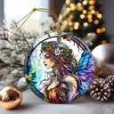 Stained Ceramic Fairy Ornament - Fairy Christmas Ornaments - Christmas Tree Ornaments - Christmas Decorations - Fairy Decor for Office, Room, Home - Holiday Present Ideas - B