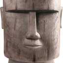 Outdoor Side Table Easter Island AHU Akivi Moai Statue Pedestal End Table Stool for Home Patio Deck Sunroom Garden Balcony Yard Lawn Grey