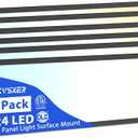 AIKVSXER 6Pack 1x4 LED Flat Panel Light, 6500LM Ultra-Bright, 30-50W Black | 3000K-6500K Adjustable, 0-10V Dimming, AC120-277V, Slim Surface Mount Ceiling Light for Office, Home, Garage