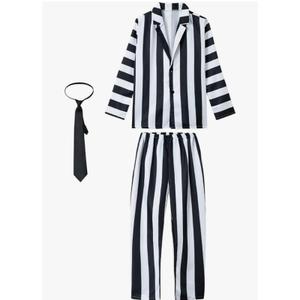 My Sky Black White Movie Costume Men Halloween Adult 3Pcs Suit Pant Necktie Cosplay Size M