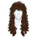 Pirate Captain Wigs Long Brown Wavy Curly Pirate Costume Wig for Men Women Halloween Cosplay