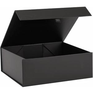 Black Gift Box Large 13.5x11.8x4.7 Inches, Black Gift Boxes for Presents with Magnetic Closure Lid, Luxury Gift Box Rectangle Collapsible Boxes for Gift Packaging