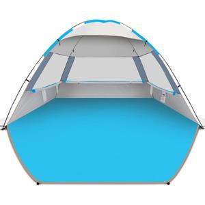 Gorich Beach Tent Sun Shelter for 3/4-5/6-7/8-10 Person with UPF 50 UV Protection, Lightweight & Easy Setup Beach Shade Canopy, Portable Beach Shade Tent Beach Cabana (Silver)