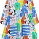 Bumeex Toddler Girl's Long Sleeve Dresses 2-7Y (#White Dog)