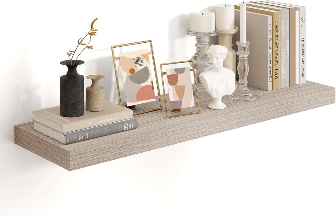 36 Inch Floating Shelves for Wall,10.3 Inch Deep Grey Wood Shelves with Invisible Brackets,Wall Mounted Storage & Display Shelves for Bedroom,Living Room,Kitchen,Office