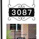 Metal Address Sign, Home Address Plaque, Address Post Sign Double-Sided, Street House Numbers for House Home Street Garden Yard (44" Pole) (Black(Classic))