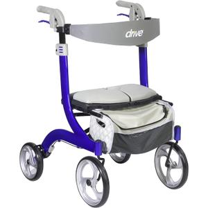 Drive Medical Nitro DLX Foldable Rollator Walker for Seniors, Adults, and Disabled - Hand Activated Brakes, Padded Seat, and Storage Bag - Sleek Blue, 
Weight Capacity Maximum	300 pounds