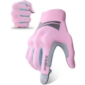 INBIKE Lightweight Women's Motorcycle Gloves Touchscreen Motorbike Gloves with Protective Knuckles for BMX Riding Dirt Bike (Pink, S)
